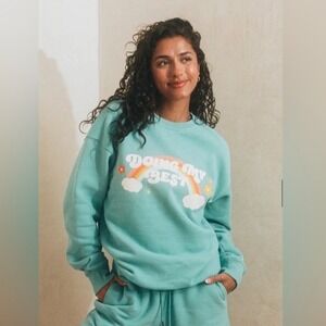 See The Way I See "Doing My Best" Crewneck Sweatshirt Blue Aqua Size Large